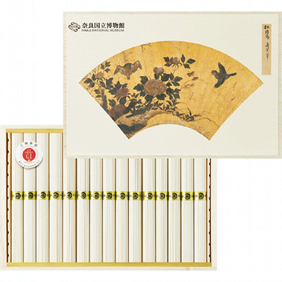奈良国立博物館 限定ギフト〈マル勝高田商店〉扇面画帖 国産小麦使用手延べ三輪素麺（吉野本葛入）